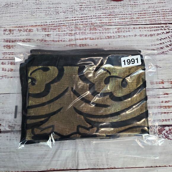 Style & Co Retro Scarf Black Velvet Gold Metallic Whimsigoth Shimmer Holiday NWT - Picture 10 of 10